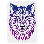 FINGERINSPIRE Kurt Şablon 8.3x11.7 inç Büyük Resim Şablonu Kurt Kafası Şablonu Yeniden Kullanılabilir Boyama Şablonu Plastik PET Çizim Şablonu Boyama El Sanatları Duvar Yer Karosu Ahşap Dekor
