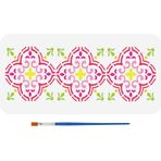 FINGERINSPIRE Seramik Karo Çizim Şablonu Boya Fırçalı 11,8x5,9 inç Geometrik Sınır Boyama Şablonu Yer Karosu Sınır Desen Şablonu Ahşap Duvar Kumaş Mobilya Üzerine Boyama için Şablon