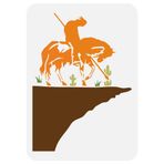 FINGERINSPIRE Trail Gözyaşı Sonu Büyük Şablon 8,3x11,7 inç İzci At Kaya Uçurum Boyama Büyük Şablon Batı Sınır Şefi Duvar Şablonu Yeniden Kullanılabilir Batı Savaşı Temaları DIY Ahşap Yer Karosu için