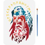 FINGERINSPIRE Viking kafası şablonu, fırçalı, 29,7 x 21 cm, karakter motifli, kartal boyama şablonu, tekrar kullanılabilir, kendin yap el işi şablonu, İskandinav mitolojisinden resim dekoru için