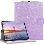 Fingic iPad Air 13 inç 2024 Kılıf, iPad Pro 12.9 Kılıf 2022/2021/2020/2018 (6/5/4/3. Nesil) Kalem Tutuculu Işıltılı PU Deri Folyo Stand Koruyucu Kılıf Otomatik Uyku/Uyanma ile 12,9 inç iPad Pro için
