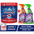 Finish 100 Yıkama Bulaşık Makinesi Tableti+Cillit Bang Banyo ve Mutfak Sprey Temizleyici