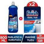 Finish Bulaşık Makinesi Özel Tuz 2 x 1500 Gr + Parlatıcı & Kurutucu 800 ml