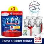 Finish Hepsi Bir Arada 240 Tablet Bulaşık Makinesi Deterjanı (80x3) + Paşabahçe 6'lı Su Bardağı