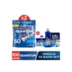 Finish Quantum 100 Tablet Bulaşık Makinesi Deterjanı, 50x2 Paket, Temizlik ve Bakım Seti