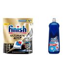 Finish Ultimate Plus 75 Kapsül Bulaşık Makinesi Deterjanı Tableti (1 x 75 Kapsül) ve Finish Bulaşık Makinesi Parlatıcı & Kurutucu (1 x 800 ml)