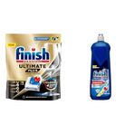 Finish Ultimate Plus 75 Kapsül Bulaşık Makinesi Deterjanı Tableti (1 x 75 Kapsül) ve Finish Bulaşık Makinesi Parlatıcı & Kurutucu Limonlu (1 x 800 ml)