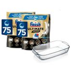 Finish Ultimate Plus Bulaşık Tableti, 2x75 Tablet, CycleSync Teknolojili, Borcam Dikdörtgen Fırın Kabı Dahil