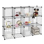 Finnhomy 12 Storage küpleri çok aşamalı kullanım DIY tel kafes Organizer Wandorganisator raf dolap tel kafes plaka Garage Storage Rack Elbise Sets raflar için kitap/bitki/oyuncak/Ayakkabı/siyah