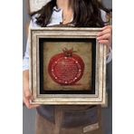 FİNS STONE DECOR Çerçeveli Tablo Taş Duvar Dekoru Tablo 30 X 30 Cm Nar Üzerine Yazılı Bereket Duası Hediyelik FCDD3030-1104