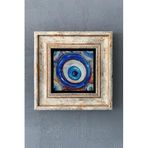 FİNS STONE DECOR Çerçeveli Taş Duvar Dekoru Tablo 20cm x 20cm Nazar Boncuğu / Evil Eye Bead Hediyelik FCDD1-40-1481