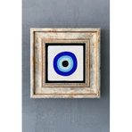 FİNS STONE DECOR Çerçeveli Taş Duvar Dekoru Tablo 20cm x 20cm Nazar Boncuğu / Evil Eye Bead Hediyelik FCDD1-40-1504