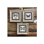 FİNS STONE DECOR Çerçeveli Taş Duvar Dekoru Tablo-3 Lü Set Kelebek 20x20cm Hediyelik F3CDD-40-003