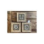FİNS STONE DECOR Çerçeveli Taş Duvar Dekoru Tablo 3'lü 20 x 20 cm Hediyelik F3CDD-40-039