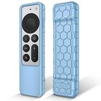 FINTIE Apple TV Siri Remote 2021 için Koruyucu Kılıf - Apple TV 4K / HD Siri Uzaktan Kumanda (2. Nesil) için Bal Tarağı Hafif Kaymaz Darbeye Dayanıklı Silikon Kılıf, Gök Mavisi