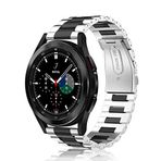 FINTIE Bant Samsung Galaxy Watch 7/6/5/4 40 mm 44 mm, FE 40 mm, 6/4 Klasik 47 mm 43 mm/42 mm 46 mm, 5 Pro 45 mm, 20 mm Paslanmaz Çelik Metal Bant Yedek Bileklik Kayışı - Siyah/Gümüş