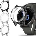 Fintie Garmin Venu 2S/Vivoactive 4S ile Uyumlu 3 Paket Ekran Koruyucu Kılıf, Yumuşak TPU Kaplama Tampon Tam Kapak Koruyucu Kılıflar [Çizilmez], Siyah/Şeffaf/Gümüş