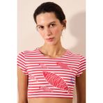 Finy Tee Çizgili Bikini Üstü - Beyaz - 34
