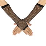 Fiocloina Dantel Eldivenler - Kadın Çay Partisi Siyah Örgü Şeffaf Akşam Düğün Opera Cosplay Kostüm Eldivenleri, File Parmaksız Eldiven, M