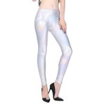 Fioeyr Bayanlar 80'ler Retro Metalik Parlak Islak Görünümlü Tayt Yetişkin Disko Süslü Elbise Kostüm Kadın Kıyafet Pantolon, Holografik, One Size