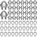 Fiona 60 Adet 1/8 Inç Tel Halat Kiti M3 Metal Tel Halat Kablo Kelepçesi ve M3 Paslanmaz Çelik Yüksükler (Yurt Dışından)
