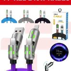 FİOPLUS Fioplus 240W 4'ü 1 Arada Type-C Usb-A Lightning Mor Silikon Şarj Ve Data Kablosu