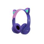 FİOPLUS Kedi Kulağı Bluetooth Kablosuz Kulaklık Rengarenk Işıklı Rgb Çocuk Oyun Kulaklığı