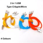 FİOPLUS SL2cWgOJh9 3 In 1 Süperhızlı 120W 6A Şarj Kablosu Type-C-Micro Usb-Lightning
