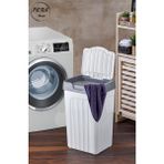 Fiora 40 Lt.çok Amaçlı Plastik Kirli Çamaşır Sepeti-Oyuncak Sepeti - Beyaz - Gri