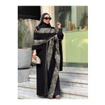 fiore fashion Siyah Kaftan Krep Abaya Elbise Kaftan Islam Ferace Ince Kumaşı 38-46 Bedene Uygundur