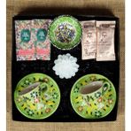 Fiorella Gift Fıstık Yeşil El Yapımı Çini Fincan - Kase - Lotus Mum - Kahve - Mendil - Hediye Seti