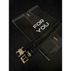 Fiori 2'li Yazılı Tokalı Köprülü Kadın Kemer, Pantolon Kemeri, Ceket Kemeri, Elbise Kemeri, Gömlek Kemeri - Siyah - Gold - Tek Ebat
