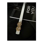 Fiori Burgu Gold Tokalı Beyaz İnce Kadın Kemeri, Ceket Kemeri, Gömlek Kemeri, Elbise Kemeri