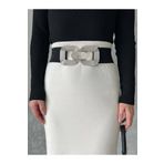 Fiori Gümüş Tokalı Geçmeli Elastik Kadın Kemeri, Ceket Kemeri, Gömlek Kemeri, Elbise Kemeri