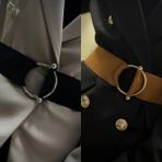 Fiori Kadın Halka ve Halter Tokalı Lastik Kemer Siyah Suni Deri Malzeme ile Modern Tasarım - Tek Ebat - Siyah - Taba