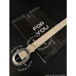Fiori Oval Antik Tokalı Kadın Pantolon Kemeri, Ceket Kemeri, Gömlek Kemeri, Elbise Kemeri - Tek Ebat - Bej - Gümüş