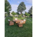 Fırat 6 Kişilik Kahverengi Örgü Rattan Oturma Grubu Minderli & 90X160CM Masa Takımı