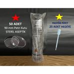 Fıratmed 90 MM Aseptik Steril Plastik Petri Kabı Kutu 50 Adet