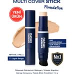 Fırça Başlıklı Stick Fondöten Dashu Mens Multi Cover Stick Foundation 02 [light Beige] SPF50+ Pa++++ - 01 Light Beige