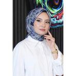 Fırça Desen İndigo Soft Pamuk Eşarp