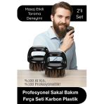 #Fırça Profesyonel Berber Sakal Bakım Fırça Seti Doğal At Kılı Karbon Plastik Ergonomik Çiftli Ense Temizleme Masaj Şeki