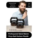 #Fırça Profesyonel berber sakal bakım fırça seti doğal at kılı karbon plastik ergonomik çiftli ense
