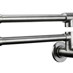 Fırçalanmış Siyah Krom Pirinç Duvara Monte Tencere Dolum Musluğu - Mutfak Ocağı, Kahve İstasyonu Ve Bar Alanı İçin 360° Dönebilen Geri Çekilebilir Tasarım(Brushed Chrome)