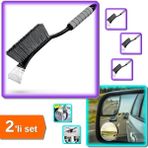 Fırçalı Buz Kazıyıcı Araç Kar Temizleyici + Çerçevesiz Ayarlanabilir Kör Nokta Aynası 2li Set R8XQJH