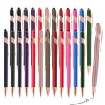 FIRCRE Stylus Uçlu Tükenmez Kalem, Dokunmatik Ekranlar için 1,0 mm Siyah Mürekkep Metal Stylus Kalemler, 2'si 1 arada Stylus Tükenmez Kalem (12 renk kalem