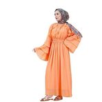 Fırfır Detaylı Lora Elbise-Turuncu