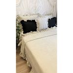 Fırfırlı Açık Ay Taşı Yatak Örtüsü Seti Tek Kişilik - Gri - 150 x 220 cm