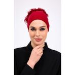 Fırfırlı Bordo Dikişsiz Penye Bone Kadın Tesettür Bağlamalı - Standart