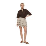Fırfırlı Çift Tokalı Mini Etek Naturel