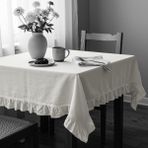 Fırfırlı Ranforce Kumaş Masa Örtüsü - 140 x 180 cm - Bej